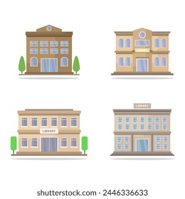 Library buildings illustrated in vector