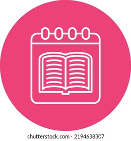 Library Calendar line circle icon vector image. Can also be used for web apps, mobile apps and print media.