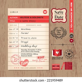 Library card creative Wedding Invitation design background