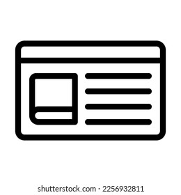 Library Card Vector Line Icon Design