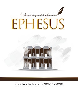 library of celsus ephesus logo and illustration