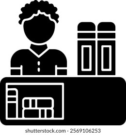 Library checkout counter Solid Style Sample EPS Icon
