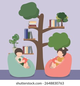biblioteca crianças livro leitura prateleira