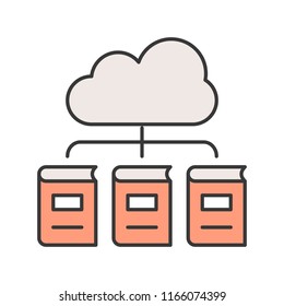 library cloud computing concept editable stroke outline icon