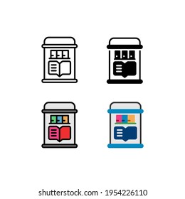 Library collection of e-book, electronic book Smartphone Function Icon, Logo, and illustration Vector