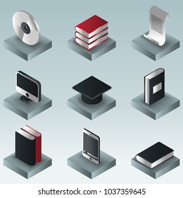 Library color gradient isometric icons