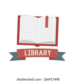 Library concept design,retro design on white background,clean vector