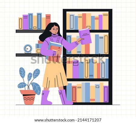 Library. Concept of online reading or library, online education.