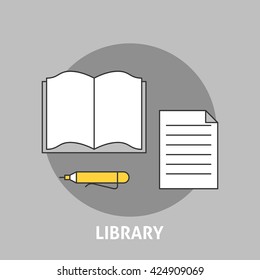 Library concept outline icons