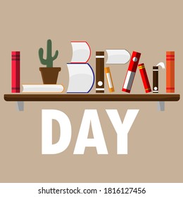 Library day icon with cream background 