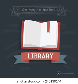 Library design on blackboard background,clean vector