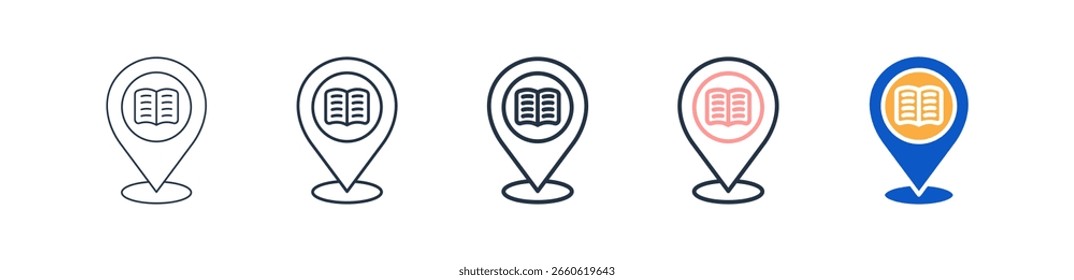Biblioteca de diferentes iconos de estilo conjunto de Ilustración vectorial.
