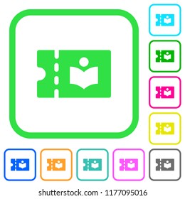 Library discount coupon vivid colored flat icons in curved borders on white background