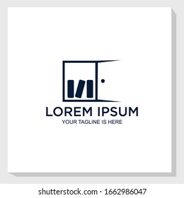 library door logo template design vector, education logo vector, book logo