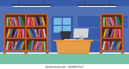 Library Drawing With Various Books