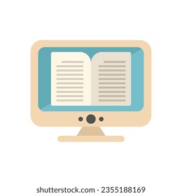 Library ebook icon flat vector. Digital education. Computer online isolated