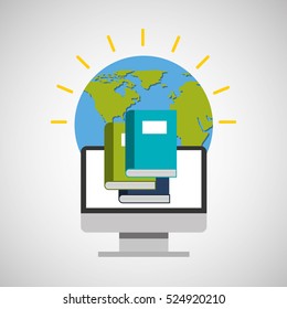 library education online global vector illustration eps 10