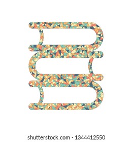 Library, few books. Colored mosaic with polygons