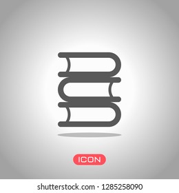 Library, few books. Icon under spotlight. Gray background