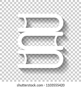 Library, few books. White icon with shadow on transparent background