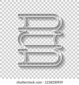 Library, few books. White outline sign with shadow on transparent background