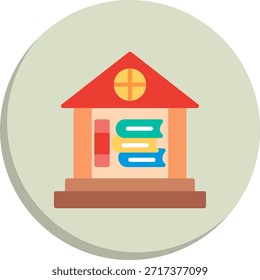 Library Flat Circle Style Icon