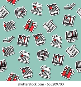 Library flat icons pattern