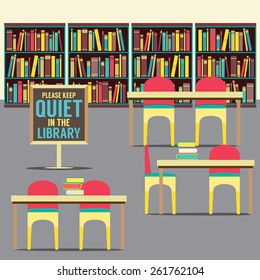 In The Library With Forbidden Poster Vector Illustration