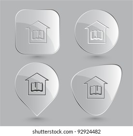 Library. Glass buttons. Vector illustration.