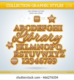 Library Graphic Styles for Design. Graphic styles can be use for decor, text, title, cards, events, posters, icons, logo and other.