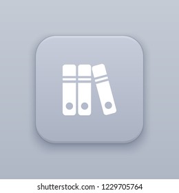 Library, gray vector button with white icon on gray background