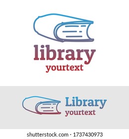 library hand drawn logo design. gradient color