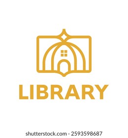 library home shine flat minimalist logo design