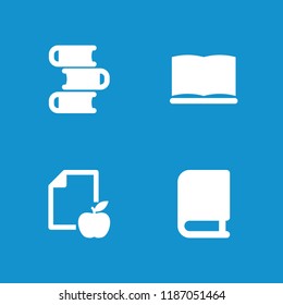 Library icon. collection of 4 library filled icons such as book. editable library icons for web and mobile.