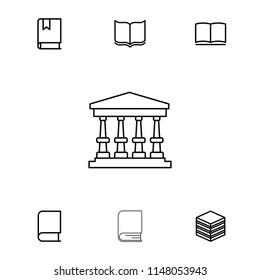 Library icon. collection of 7 library outline icons such as book, archive. editable library icons for web and mobile.
