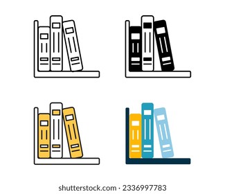 library icon element vector design in 4 style line, glyph, duotone, and flat