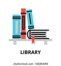 Library icon, flat thin line vector illustration, for graphic and web design.