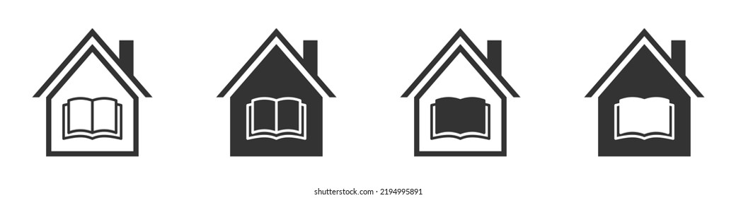 Library icon. Home education icons. Online learning. Home schooling symbol. Vector illustration.