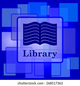 Library icon. Internet button on abstract background. 
