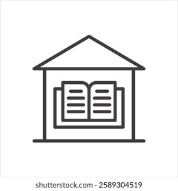 library icon isolated stroke in black color