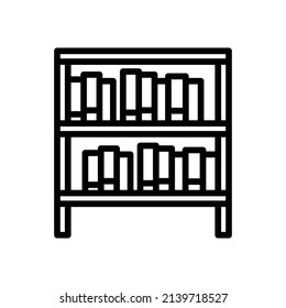 Library Icon. Line Art Style Design Isolated On White Background