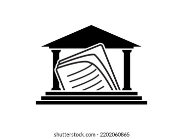 icono de biblioteca en fondo blanco 