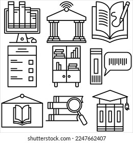 Library icon outline style part four