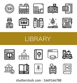 conjunto de iconos de biblioteca. Colección de íconos de Educación, Estudiante, Museo, Ebook, Aprendizaje, Dibujos, Libro, Diccionario, Escuela, Pesadilla