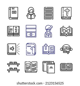 library Icon Set with line icons. Modern Thin Line Style. Suitable for Web and Mobile Icon. Vector illustration EPS 10.