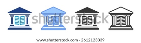Library icon set multiple style collection