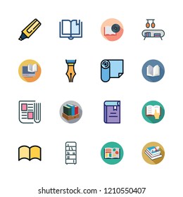 library icon set. vector set about books, writer, bookshelf and book icons set.