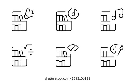 Ícone Biblioteca, ícone de prateleira Biblioteca, design de conjunto de vetor com Traço Editável. Linha, sólido, linha plana, estilo fino e adequado para página da Web, aplicativo móvel, UI, design UX.