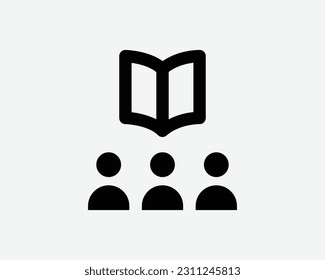 Library Icon Student Book School Class Classroom Group Learning Study College Course Sign Symbol Black Artwork Graphic Illustration Clipart EPS Vector