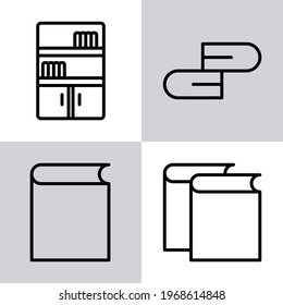 library icon, student icon, bookcase icon, with line icon style, suitable for educational advertisements
